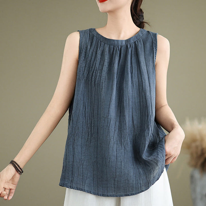 Chaleco sin mangas de cuello redondo para mujer con estampado de Buddha Stones y diseño sencillo para el verano. - image 17