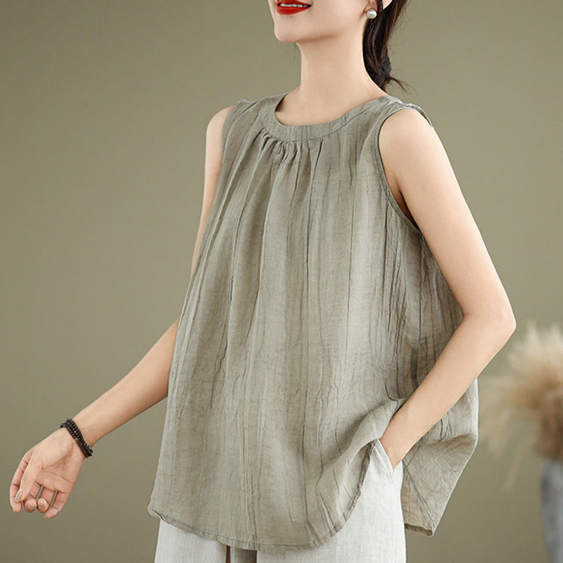 Chaleco sin mangas de cuello redondo para mujer con estampado de Buddha Stones y diseño sencillo para el verano. - image 3