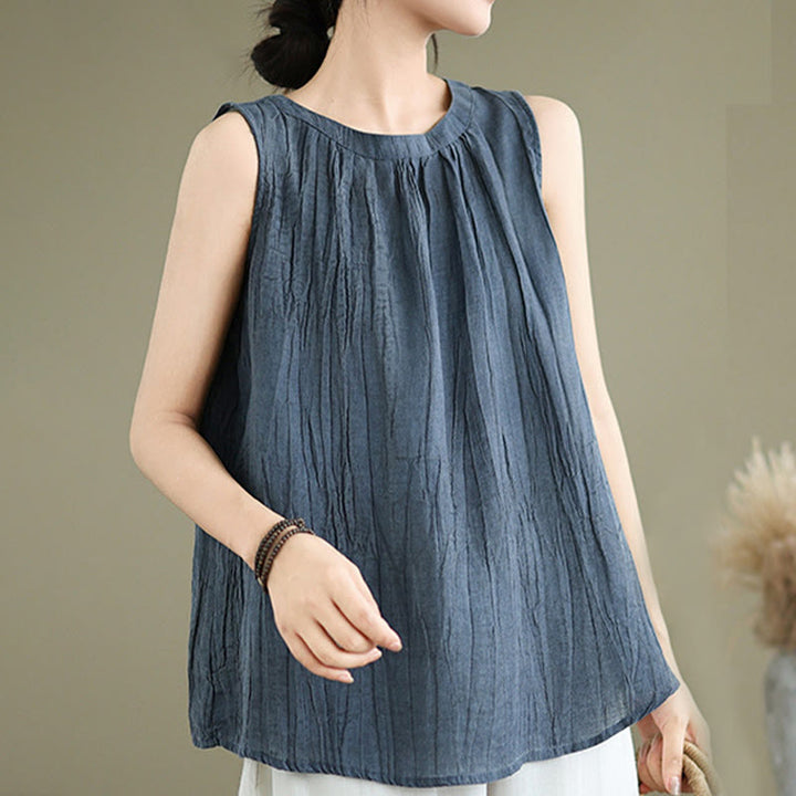 Chaleco sin mangas de cuello redondo para mujer con estampado de Buddha Stones y diseño sencillo para el verano. - image 18