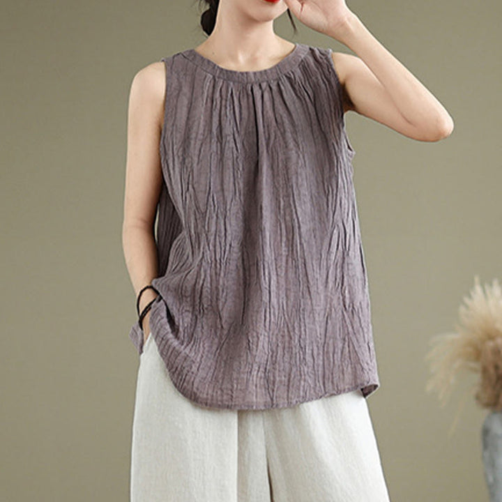 Chaleco sin mangas de cuello redondo para mujer con estampado de Buddha Stones y diseño sencillo para el verano. - image 24