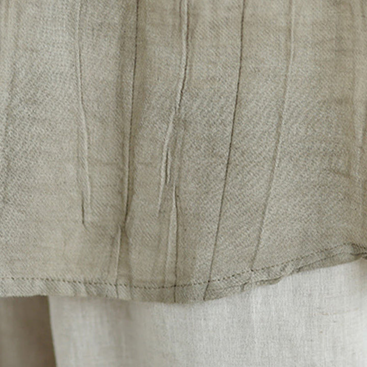 Chaleco sin mangas de algodón y lino con cuello redondo y diseño simple de arrugas de verano para mujer con Buddha Stones - image 9