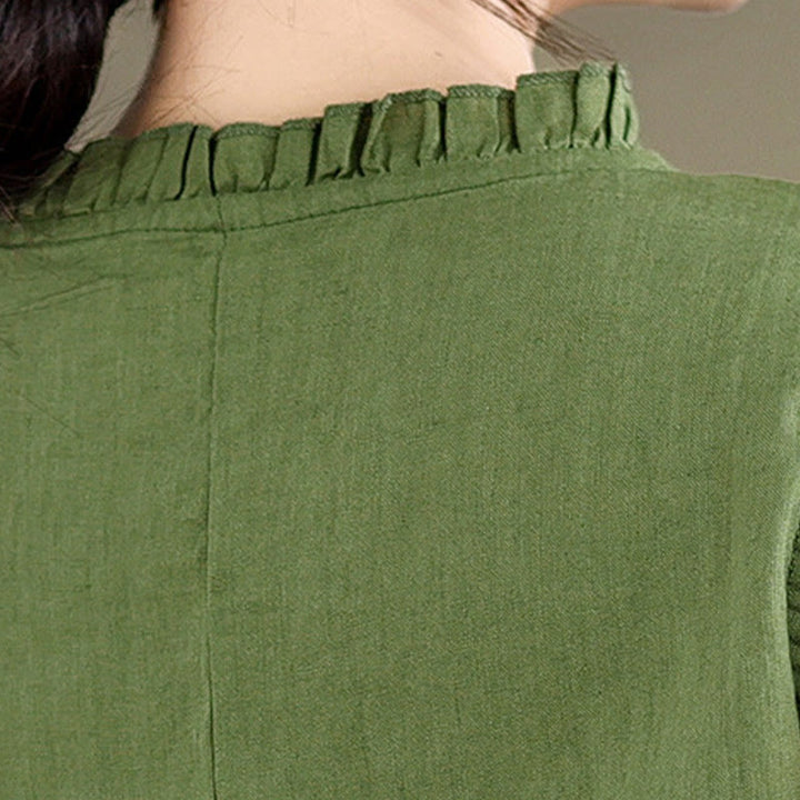 Chaleco sin mangas de algodón y lino para mujer, con cuello redondo, diseño de volantes y cordón ajustable, de Buddha Stones, para verano - image 9