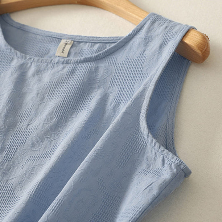 Chaleco de lino y algodón sin mangas para mujer, de color liso, con Buddha Stones , de verano - image 2