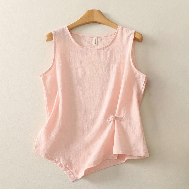 Chaleco de lino y algodón sin mangas para mujer, de color liso, con Buddha Stones , de verano - MistyRose - US8-10，UK/AU12-14，EU40-42 (2XL) - image 5