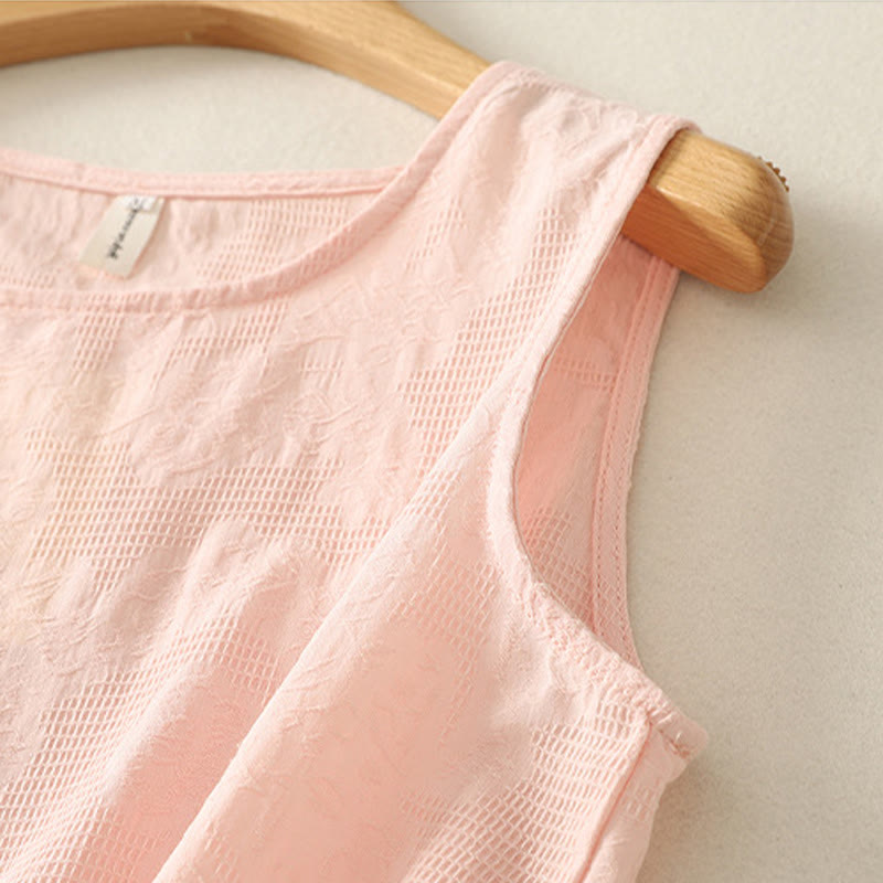 Chaleco de lino y algodón sin mangas para mujer, de color liso, con Buddha Stones , de verano - image 7