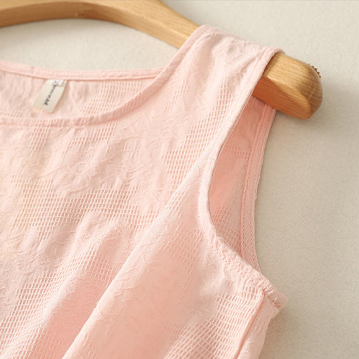 Chaleco de lino y algodón sin mangas para mujer, de color liso, con Buddha Stones , de verano - image 7