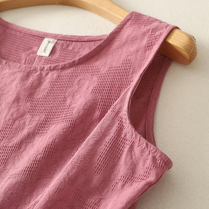 Chaleco de lino y algodón sin mangas para mujer, de color liso, con Buddha Stones , de verano - image 14