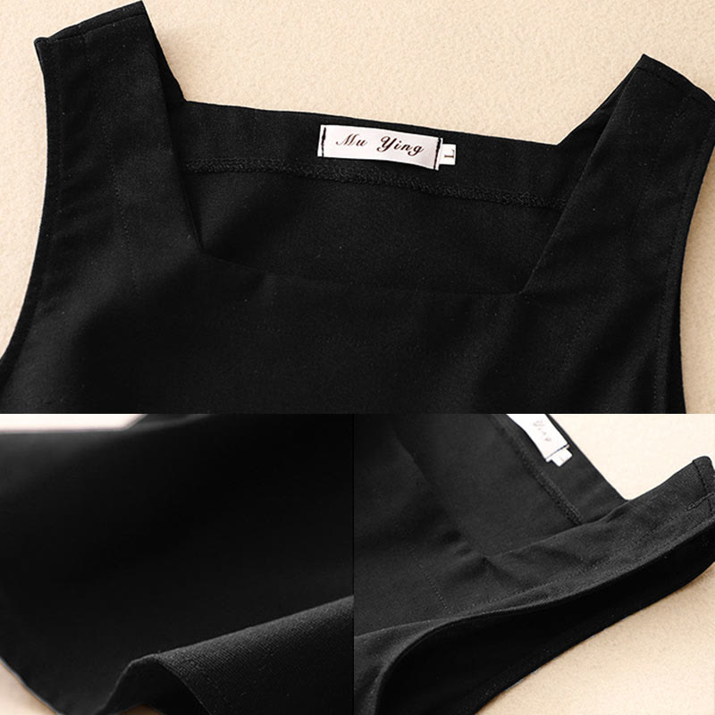 Chaleco sin mangas de lino y algodón con cuello cuadrado de verano para mujer con Buddha Stones - image 13