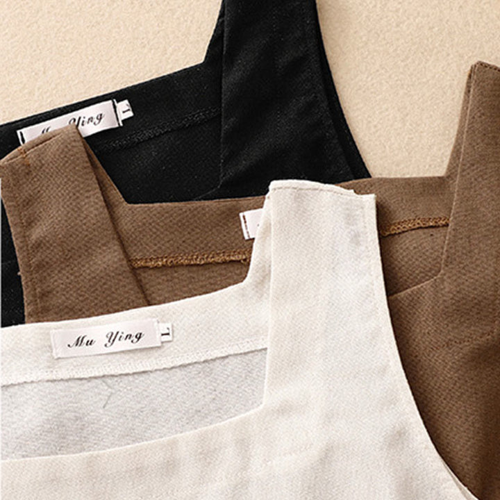 Chaleco sin mangas de lino y algodón con cuello cuadrado de verano para mujer con Buddha Stones - image 14