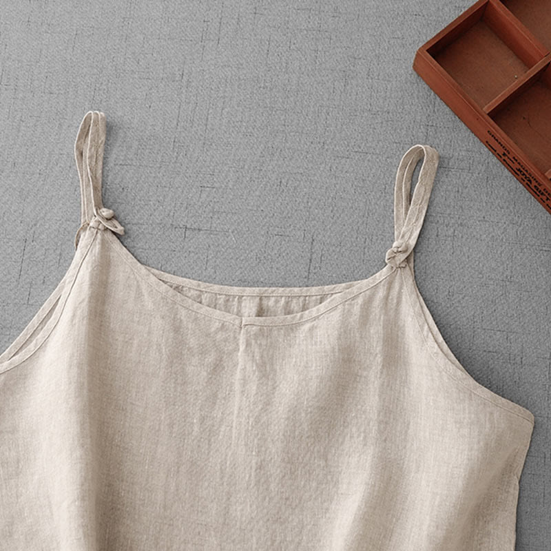 Chaleco de lino y algodón para mujer con diseño de correa ajustable y diseño de Buddha Stones de verano - image 1