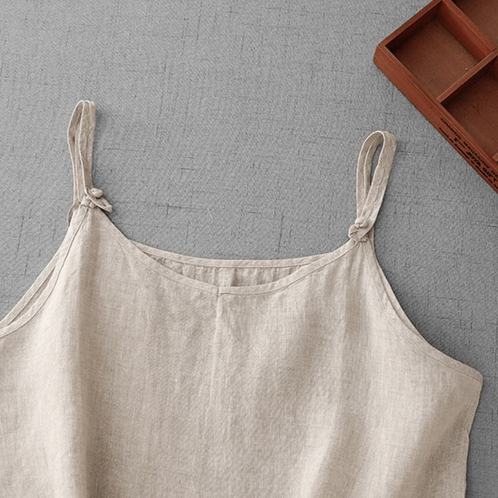 Chaleco de lino y algodón para mujer con diseño de correa ajustable y diseño de Buddha Stones de verano - image 1