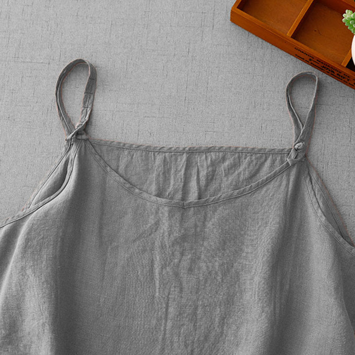 Chaleco de lino y algodón para mujer con diseño de correa ajustable y diseño de Buddha Stones de verano - image 15