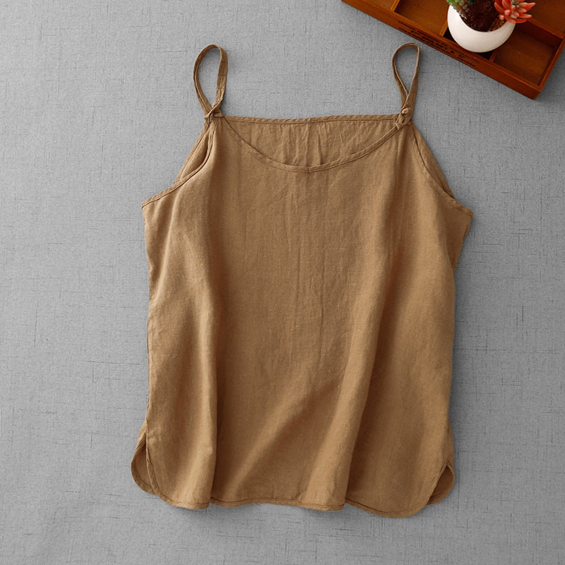Chaleco de lino y algodón para mujer con diseño de correa ajustable y diseño de Buddha Stones de verano - image 20
