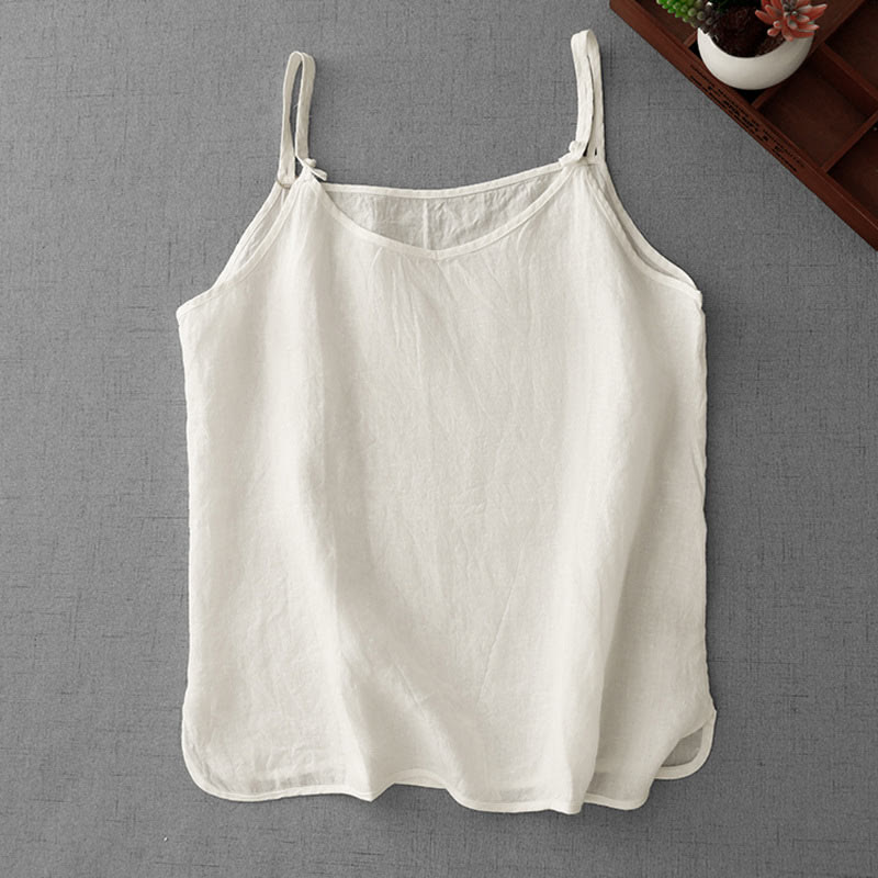 Chaleco de lino y algodón para mujer con diseño de correa ajustable y diseño de Buddha Stones de verano - image 7