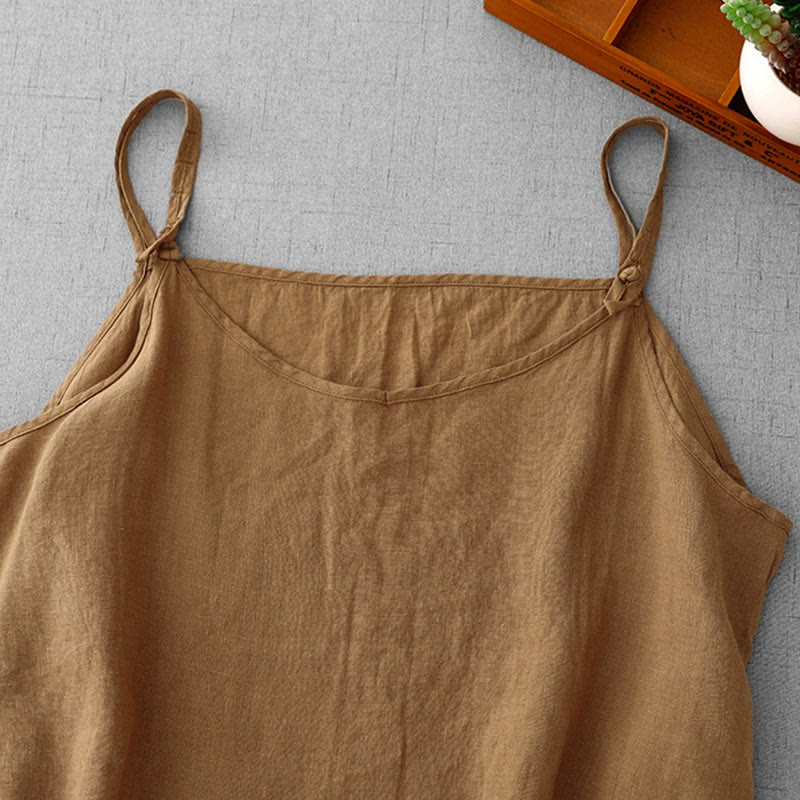 Chaleco de lino y algodón para mujer con diseño de correa ajustable y diseño de Buddha Stones de verano - image 21