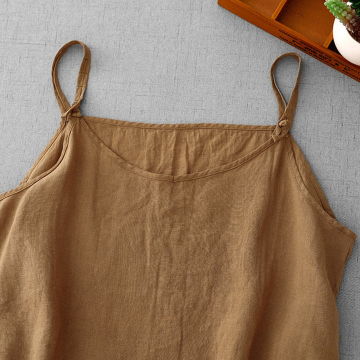 Chaleco de lino y algodón para mujer con diseño de correa ajustable y diseño de Buddha Stones de verano - image 21