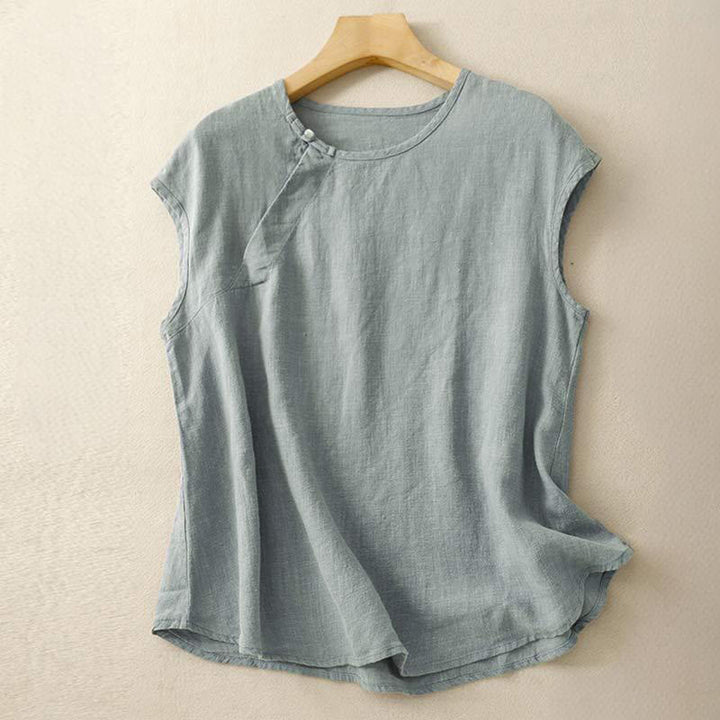 Chaleco de algodón para mujer, sin mangas, con diseño simple de patchwork de primavera y Buddha Stones - Azul acero claro - US8-10，UK/AU12-14，EU40-42 (2XL) - image 0