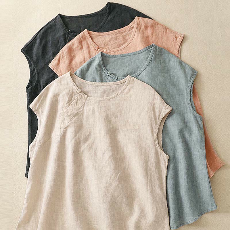 Chaleco de algodón para mujer, sin mangas, con diseño simple de patchwork de primavera y Buddha Stones - image 18