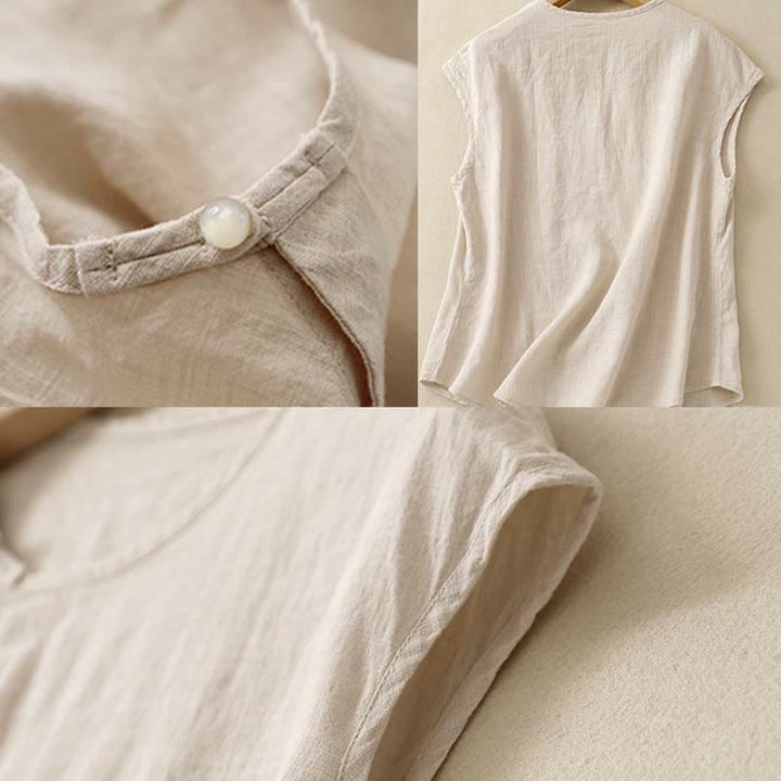 Chaleco de algodón para mujer, sin mangas, con diseño simple de patchwork de primavera y Buddha Stones - image 17