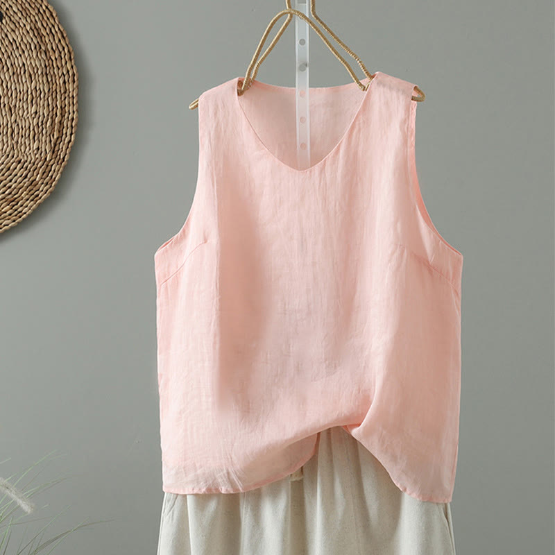 Chaleco sin mangas de algodón con cuello en V y diseño vintage de Buddha Stones para mujer - Rosa - US8-10，UK/AU12-14，EU40-42 (2XL) - image 4