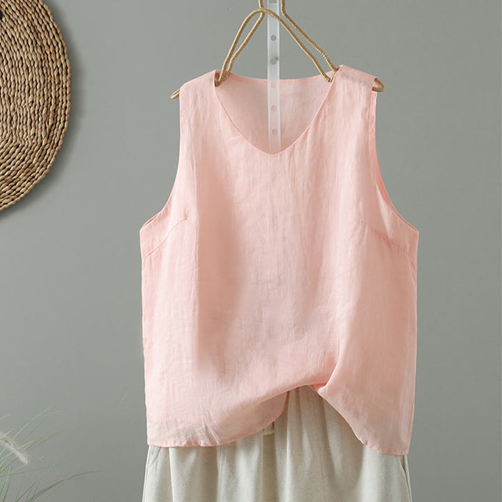 Chaleco sin mangas de algodón con cuello en V y diseño vintage de Buddha Stones para mujer - Rosa - US8-10，UK/AU12-14，EU40-42 (2XL) - image 4