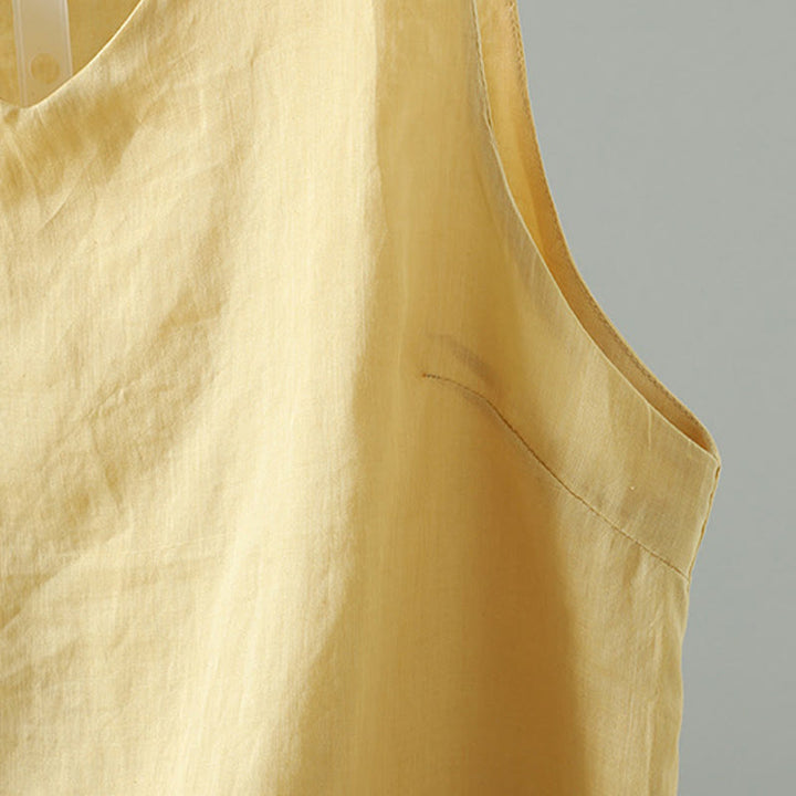 Chaleco sin mangas de algodón con cuello en V y diseño vintage de Buddha Stones para mujer - image 11