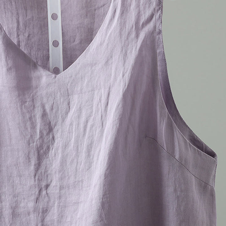 Chaleco sin mangas de algodón con cuello en V y diseño vintage de Buddha Stones para mujer - image 14