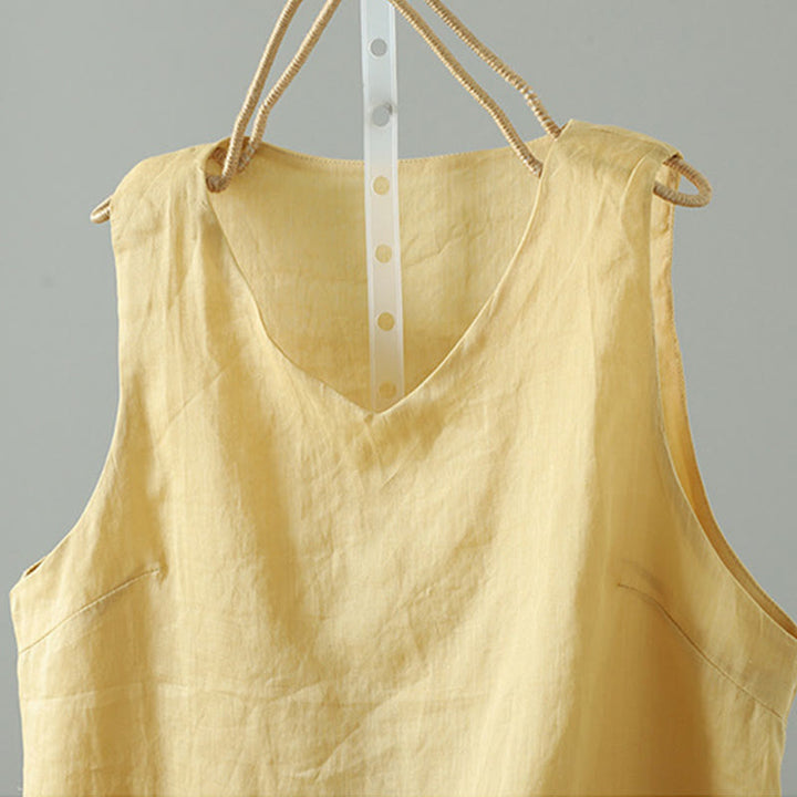 Chaleco sin mangas de algodón con cuello en V y diseño vintage de Buddha Stones para mujer - image 10