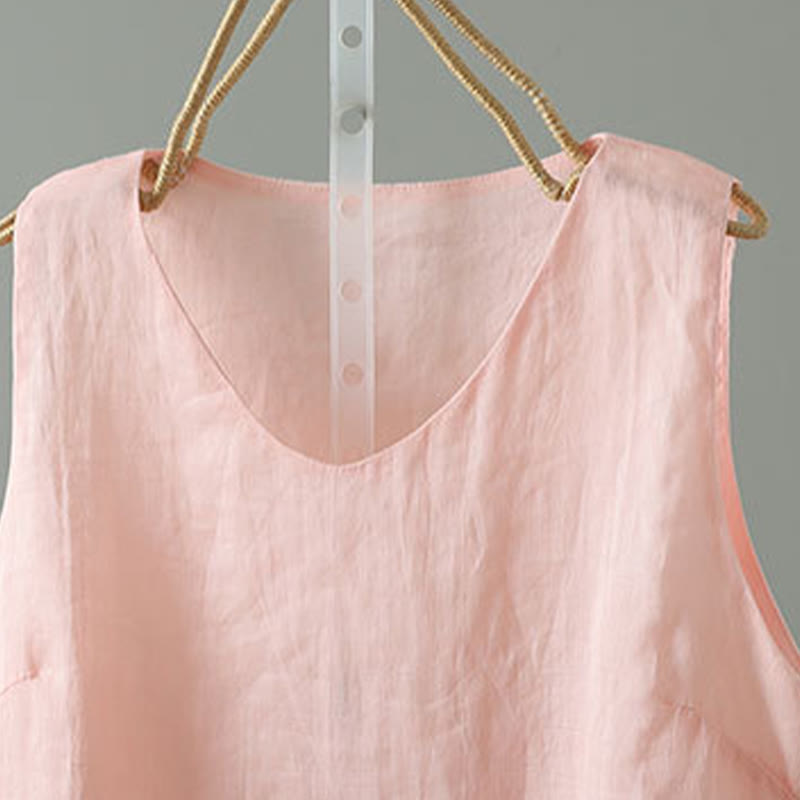 Chaleco sin mangas de algodón con cuello en V y diseño vintage de Buddha Stones para mujer - image 5