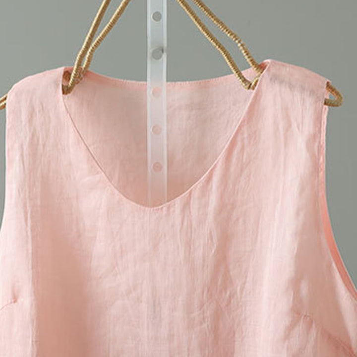 Chaleco sin mangas de algodón con cuello en V y diseño vintage de Buddha Stones para mujer - image 5