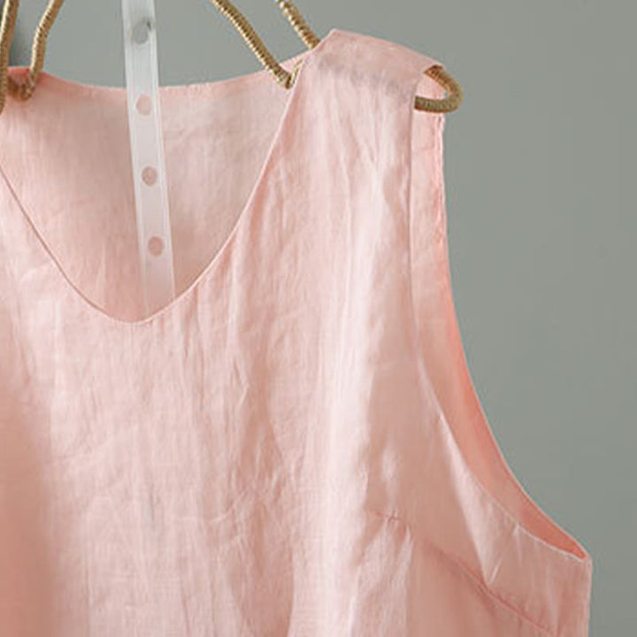 Chaleco sin mangas de algodón con cuello en V y diseño vintage de Buddha Stones para mujer - image 6