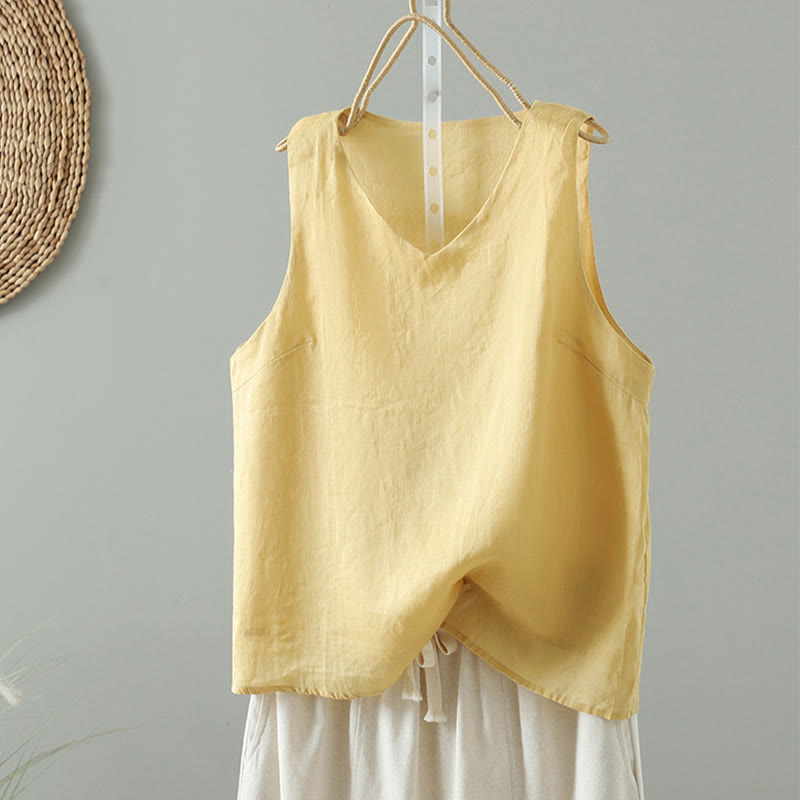 Chaleco sin mangas de algodón con cuello en V y diseño vintage de Buddha Stones para mujer - Caqui - US8-10，UK/AU12-14，EU40-42 (2XL) - image 9