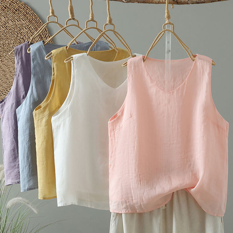 Chaleco sin mangas de algodón con cuello en V y diseño vintage de Buddha Stones para mujer - image 17