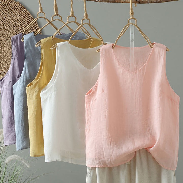 Chaleco sin mangas de algodón con cuello en V y diseño vintage de Buddha Stones para mujer - image 17