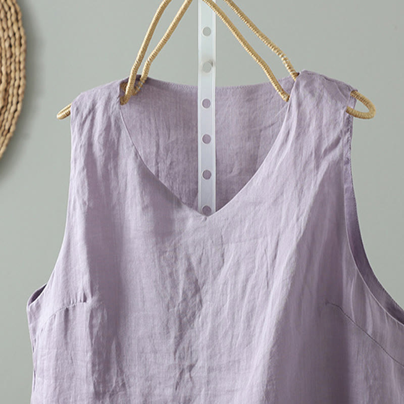 Chaleco sin mangas de algodón con cuello en V y diseño vintage de Buddha Stones para mujer - image 13