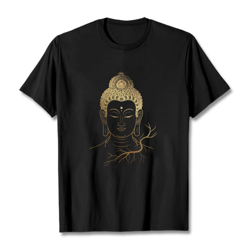 Camiseta con cabeza de Buddha Stones de Buda para meditación dorada - Negro - 2XL - image 0