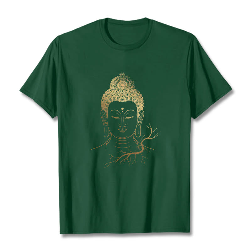 Camiseta con cabeza de Buddha Stones de Buda para meditación dorada - Verde bosque - 2XL - image 10