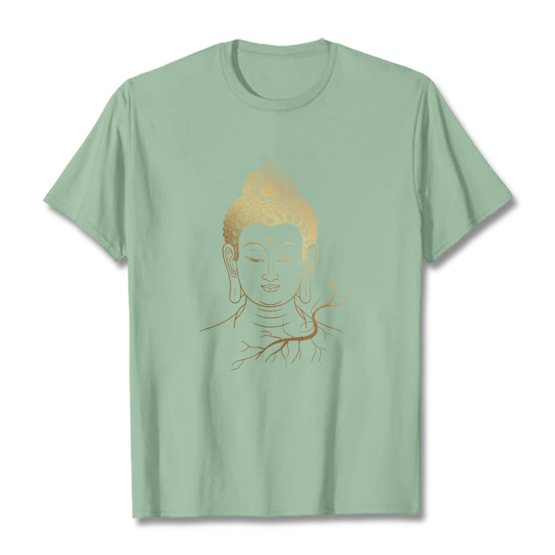 Camiseta con cabeza de Buddha Stones de Buda para meditación dorada - Verde pálido - 2XL - image 14