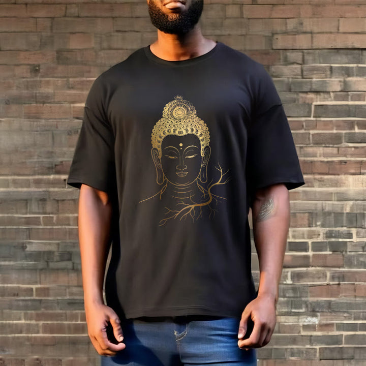 Camiseta con cabeza de Buddha Stones de Buda para meditación dorada - image 2