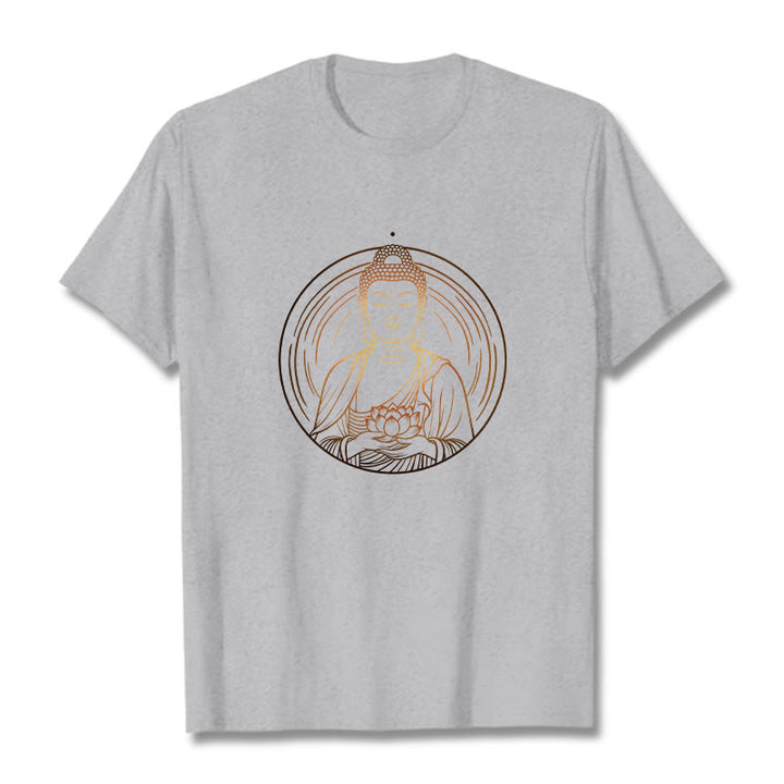 Camiseta con Buddha Stones dorado sosteniendo una flor de loto y piedras de Buda - Gris claro - 2XL - image 19
