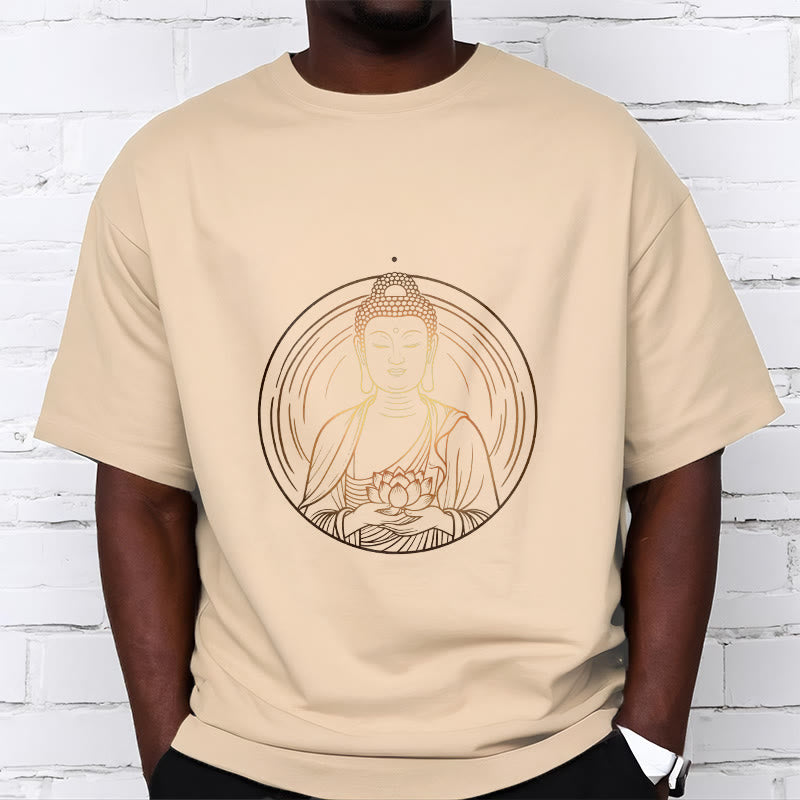 Camiseta con Buddha Stones dorado sosteniendo una flor de loto y piedras de Buda - image 9
