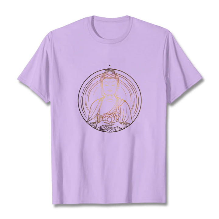 Camiseta con Buddha Stones dorado sosteniendo una flor de loto y piedras de Buda - Ciruela - 2XL - image 16