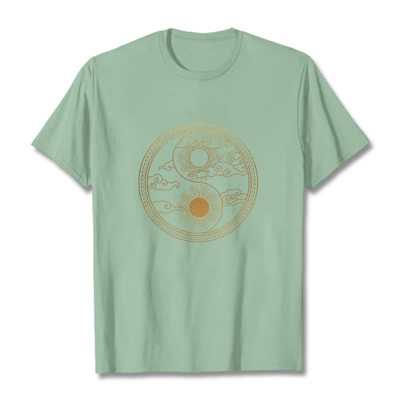 Camiseta con Buddha Stones, Yin Yang, sol y nubes auspiciosas - Verde pálido - 2XL - image 14
