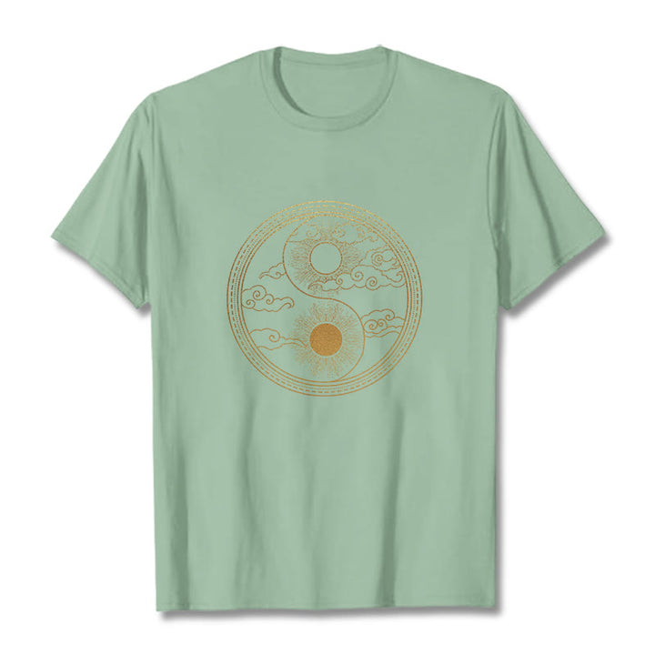 Camiseta con Buddha Stones, Yin Yang, sol y nubes auspiciosas - Verde pálido - 2XL - image 15