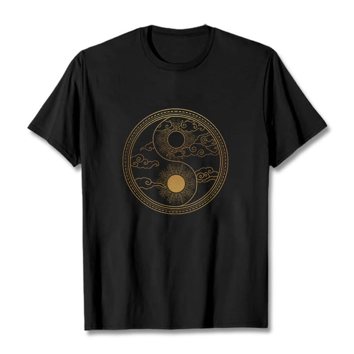 Camiseta con Buddha Stones, Yin Yang, sol y nubes auspiciosas - Negro - 2XL - image 1