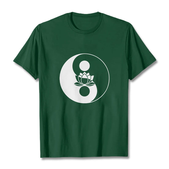 Camiseta con Buddha Stones, flor de loto y yang - Verde bosque - 2XL - image 10