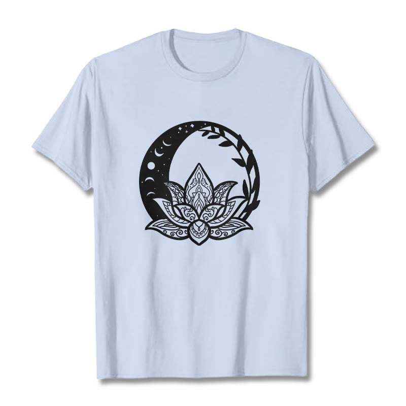 Camiseta con Buddha Stones, flor de loto, sol, luna y vides entrelazadas - Cian claro - 2XL - image 18