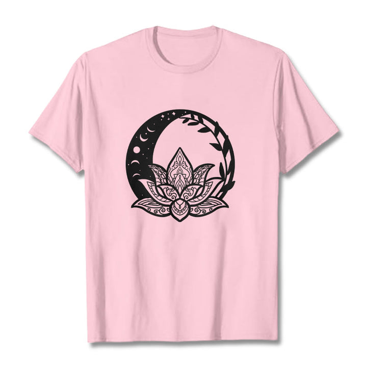 Camiseta con Buddha Stones, flor de loto, sol, luna y vides entrelazadas - rosa claro - 2XL - image 12