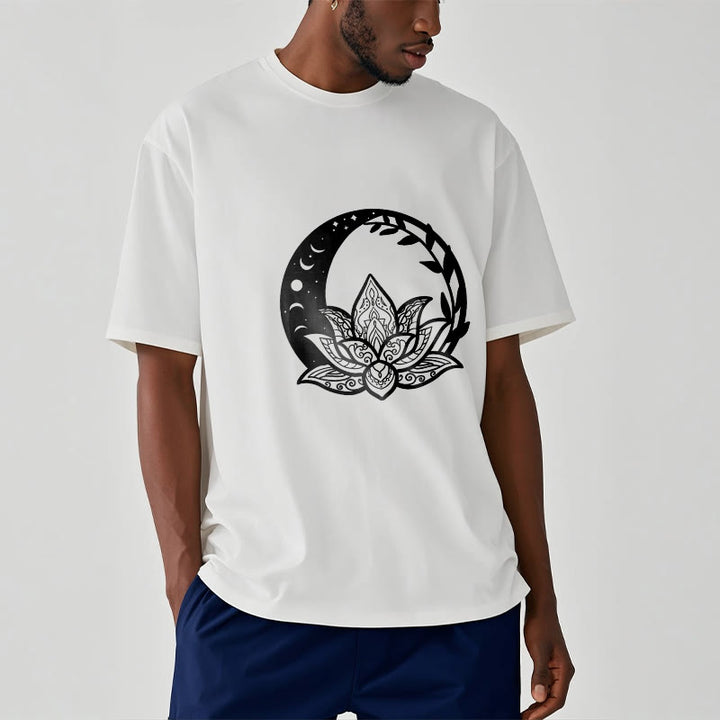 Camiseta con Buddha Stones, flor de loto, sol, luna y vides entrelazadas - image 1