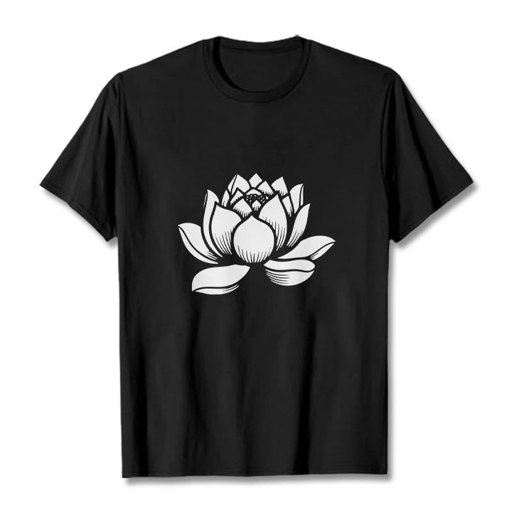 Camiseta con diseño de flor de loto y Buddha Stones - Negro - 2XL - image 3